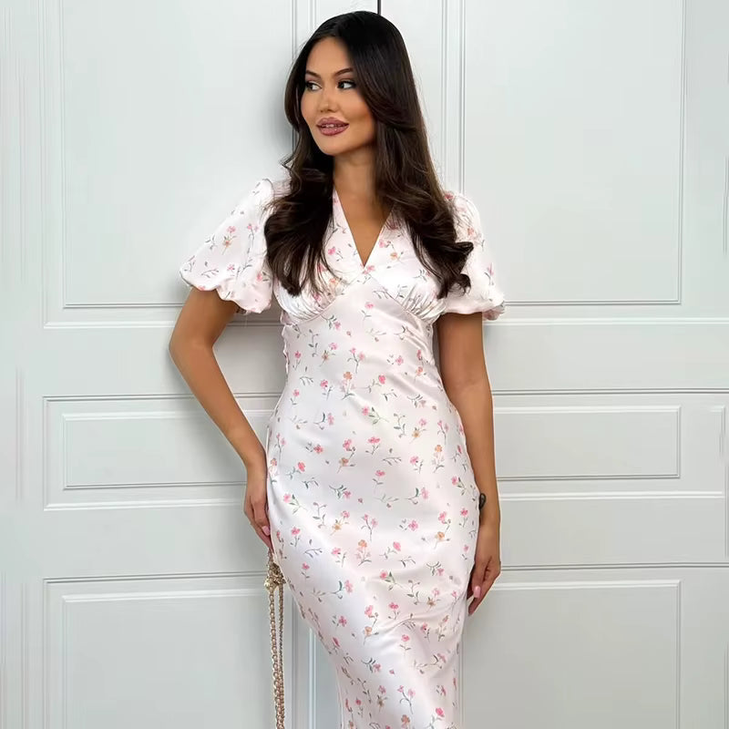Daniela | Vestido Largo Floral de Corte Elegante
