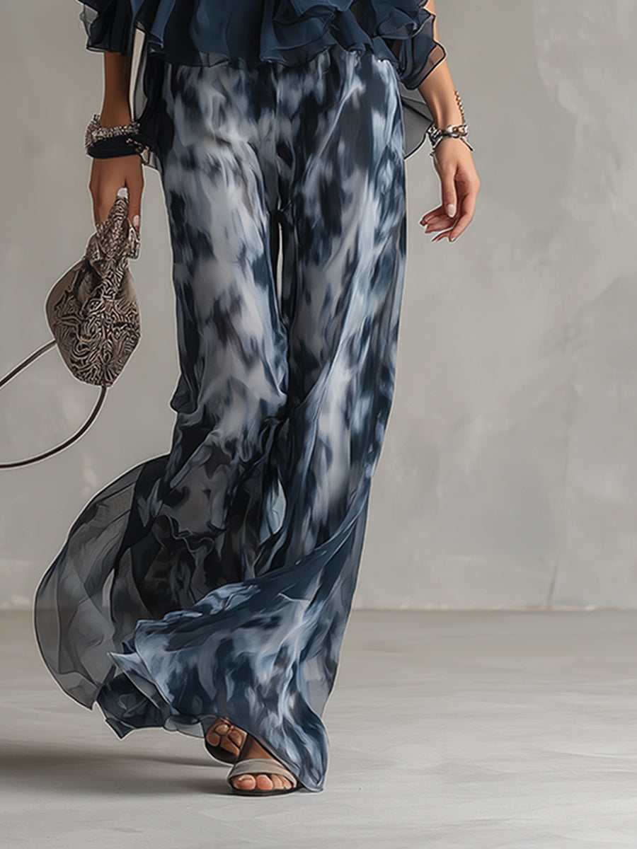 Estela | Conjunto de top y pantalones estampados gasa