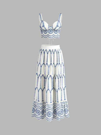 Brisa | Conjunto estilo Santorini (Top + Falda)