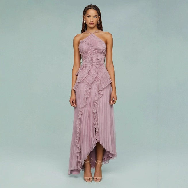 Julia | Vestido largo plisado con volantes