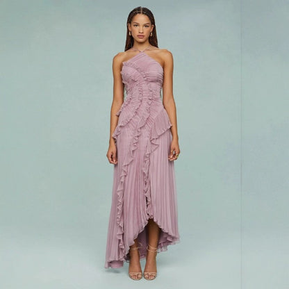 Julia | Vestido largo plisado con volantes
