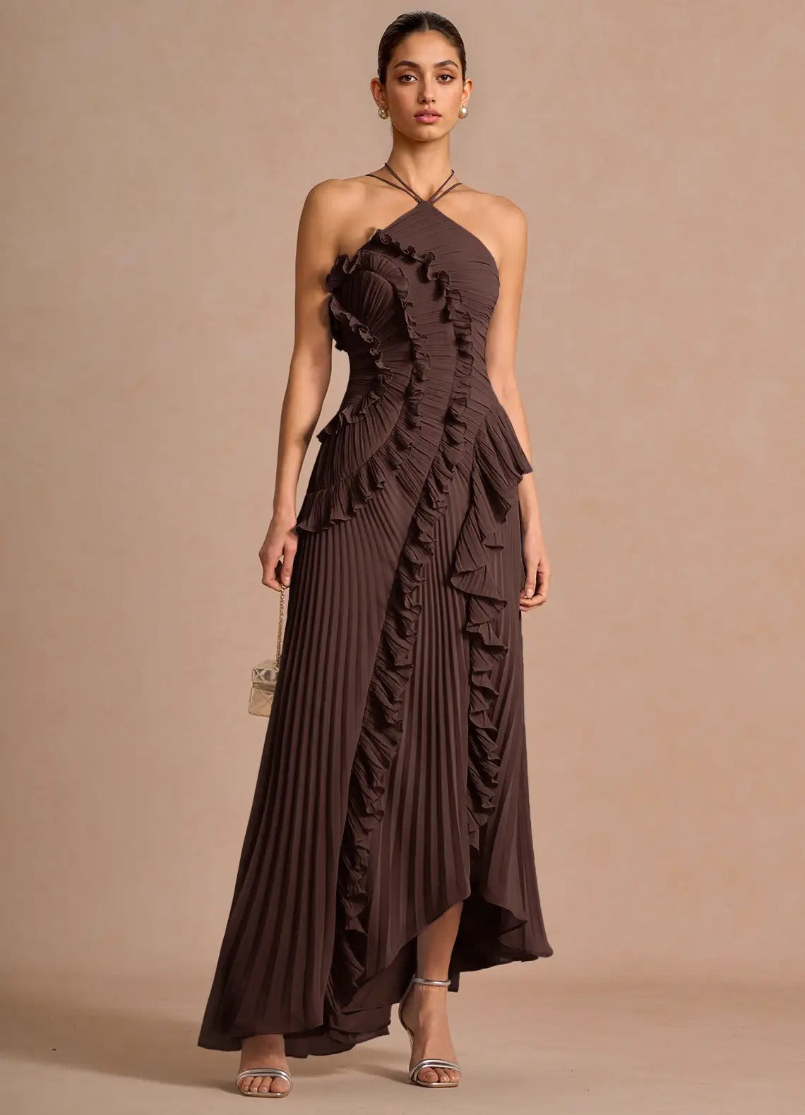 Julia | Vestido largo plisado con volantes