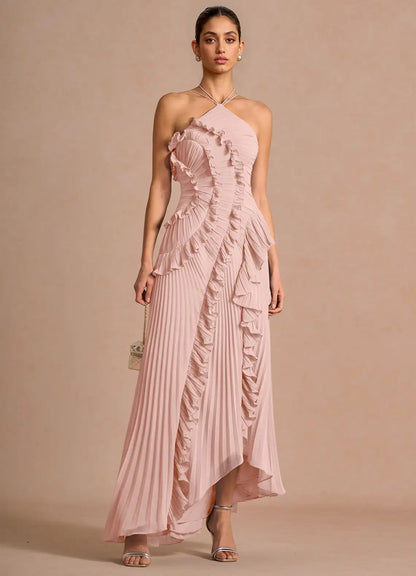 Julia | Vestido largo plisado con volantes