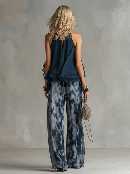 Estela | Conjunto de top y pantalones estampados gasa